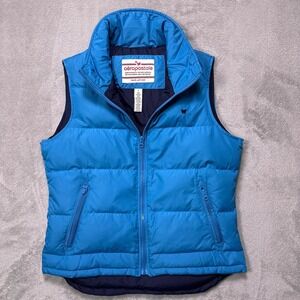 VTG Y2K Aeropostale Blue Puffer Vest‎ Womens L Butterfly Embroidered Zip Pockets